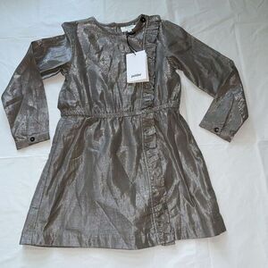 Polder Girl Celia‎ Silver Gray Long Sleeve Dress Ruffled  Trim Size 6 NWT